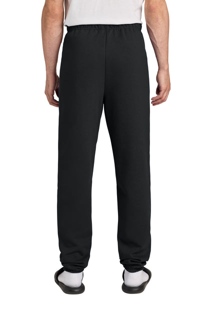 Rear View of Black Jerzees - NuBlend Sweatpant. 973M plain