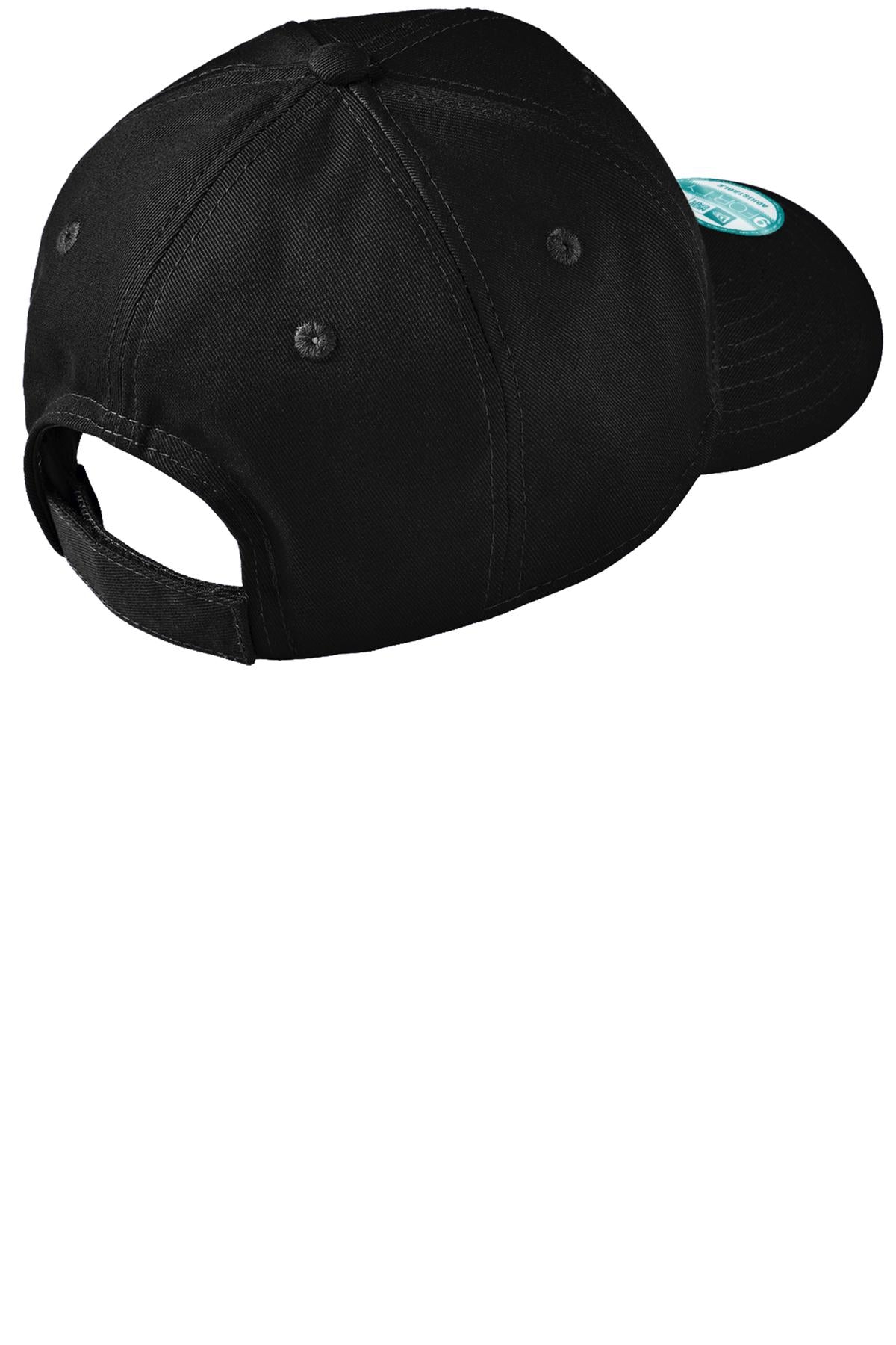 Rear View of Black New Era - Adjustable Structured Cap. NE200 plain