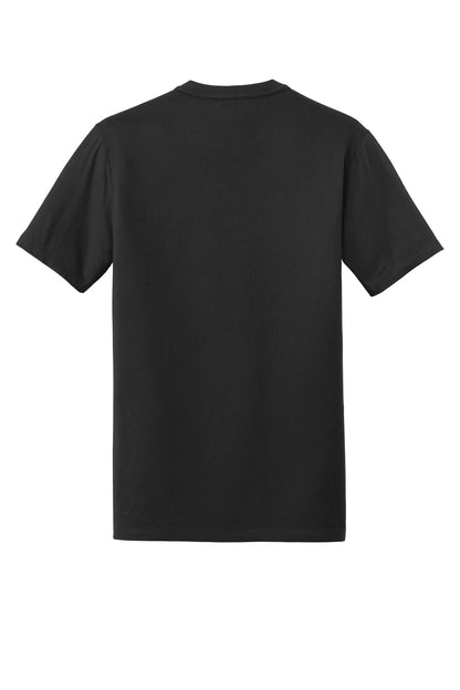Rear View of Black New Era Heritage Blend Crew Tee. NEA100 plain