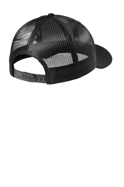 Rear View of Black New Era Snapback Low Profile Trucker Cap NE207 plain