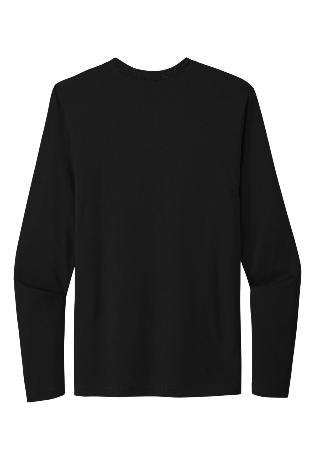 Rear View of Black Next Level Apparel Cotton Long Sleeve Tee. NL3601 plain