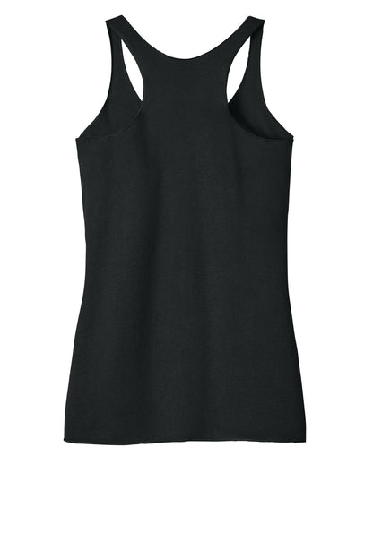 Rear View of Black Next Level Apparel Women's Tri-Blend Racerback Tank. NL6733 plain