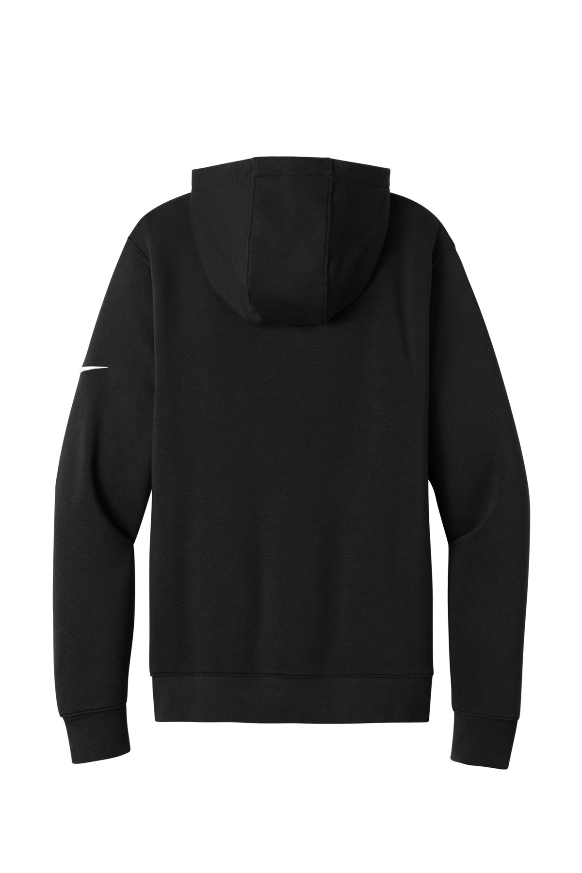 Rear View of Black Nike Club Fleece Sleeve Swoosh Pullover Hoodie NKDR1499 plain