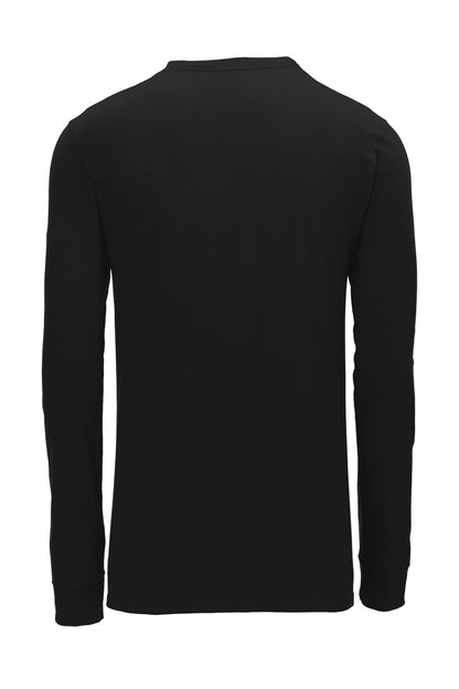 Rear View of Black Nike Dri-FIT Cotton/Poly Long Sleeve Tee. NKBQ5230 plain