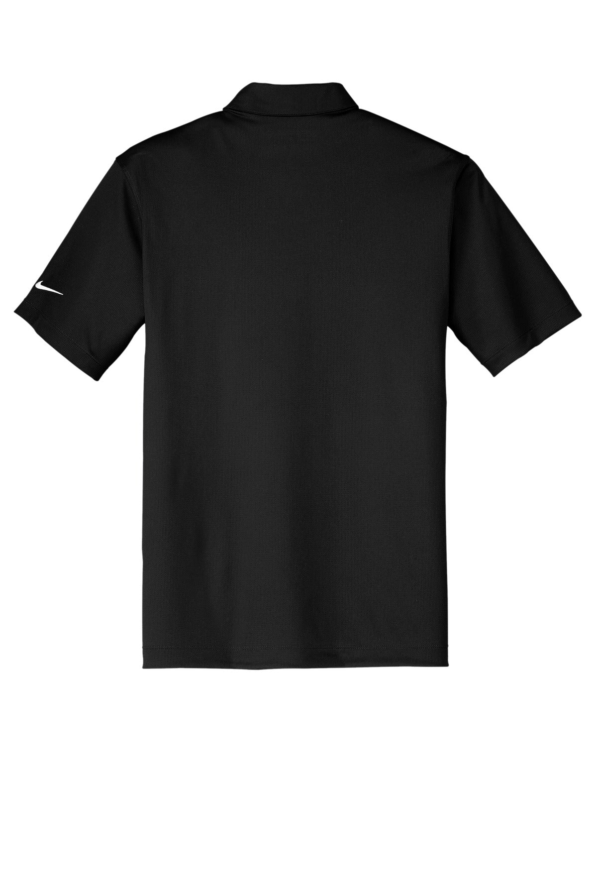 Rear View of Black Nike Dri-FIT Vertical Mesh Polo. 637167 plain