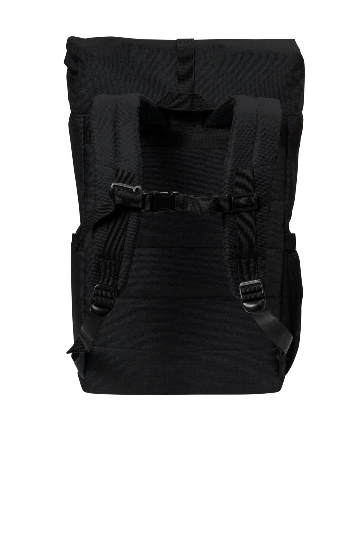 Rear View of Black Port Authority 18-Can Backpack Cooler BG501 plain