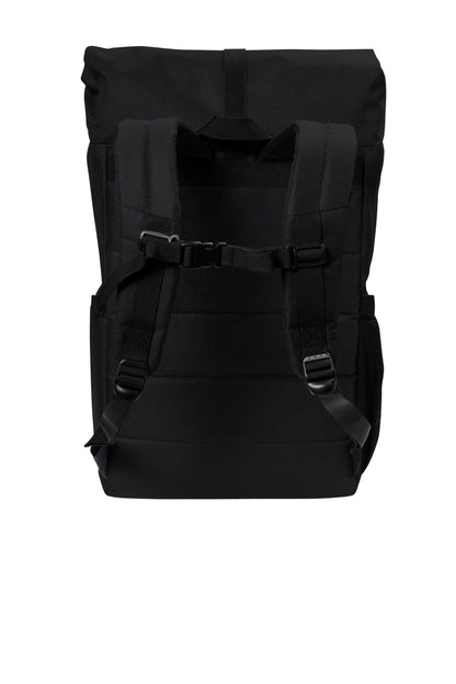Rear View of Black Port Authority 18-Can Backpack Cooler BG501 plain