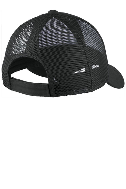 Rear View of Black Port Authority Adjustable Mesh Back Cap. C911 plain