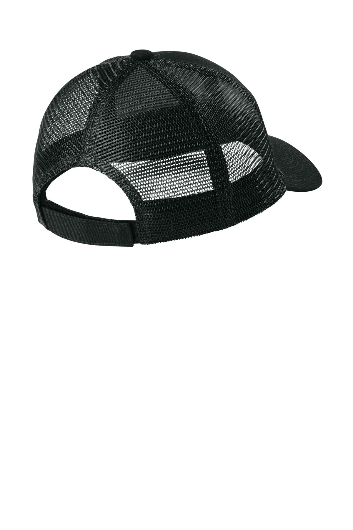 Rear View of Black Port Authority Adjustable Mesh Back Cap. C911
