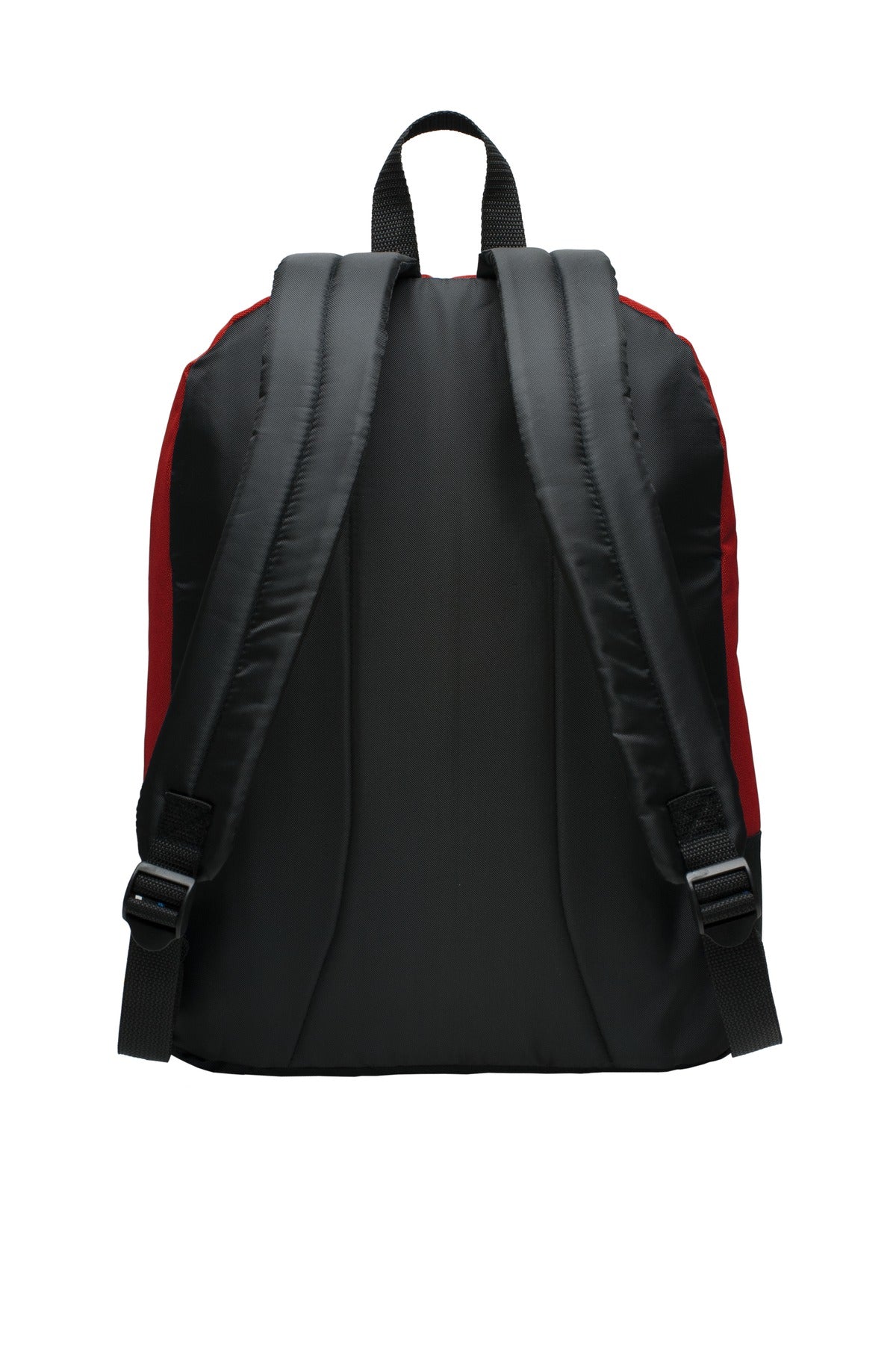 Rear View of Black Port Authority Basic Backpack. BG204 plain