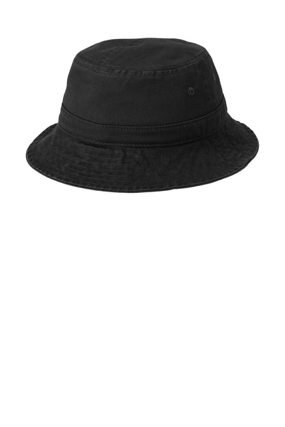 Rear View of Black Port Authority Bucket Hat. PWSH2 plain