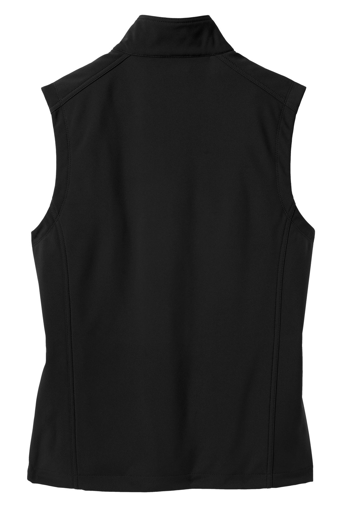 Rear View of Black Port Authority Core Soft Shell Vest. J325 plain