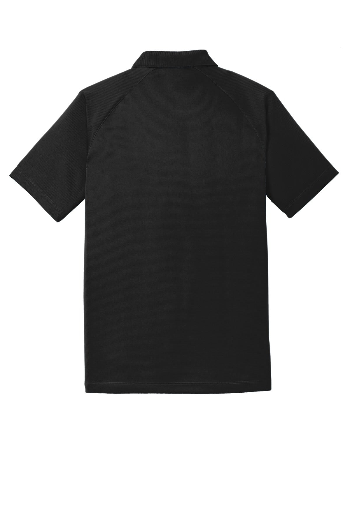 Rear View of Black Port Authority Crossover Raglan Polo. K575 plain