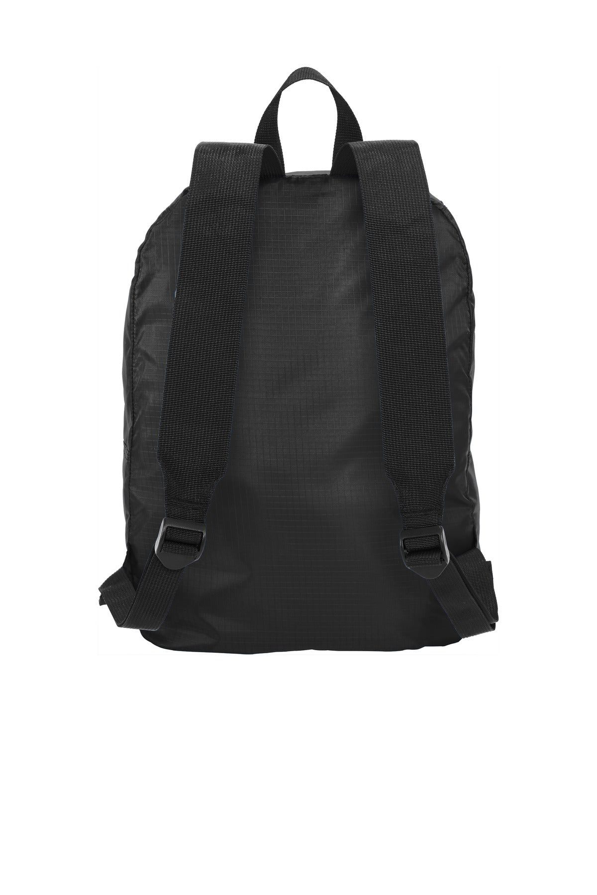 Rear View of Black Port Authority Crush Ripstop Backpack BG213 plain