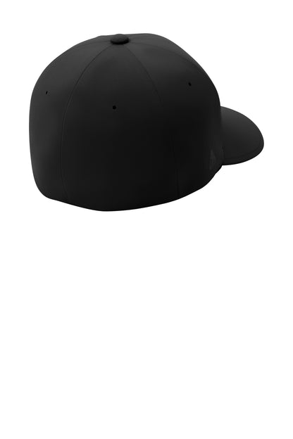 Rear View of Black Port Authority Flexfit Delta Cap. C938 plain