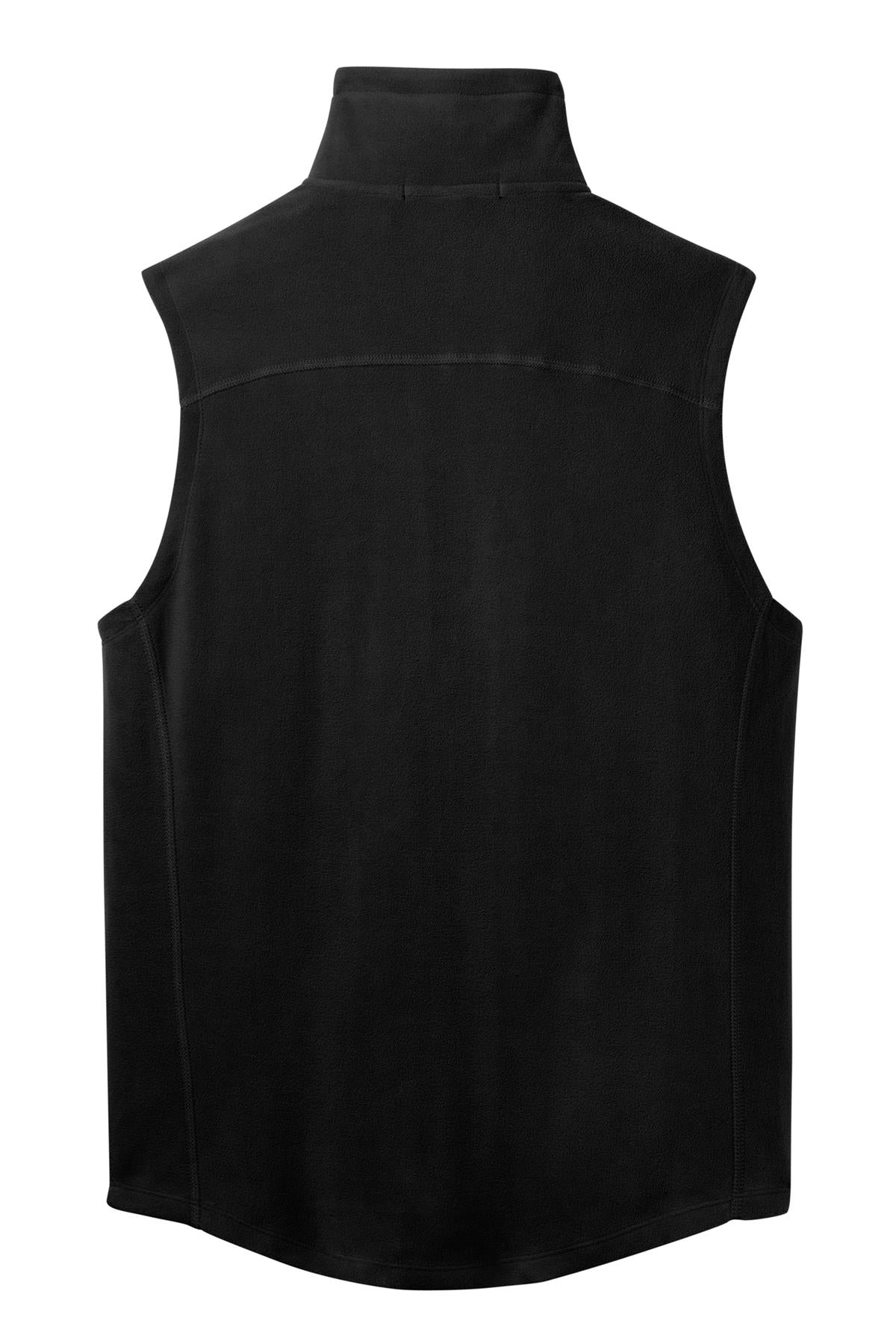 Rear View of Black Port Authority Microfleece Vest. F226 plain