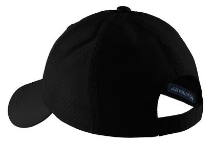 Rear View of Black Port Authority Perforated Cap. C821 plain