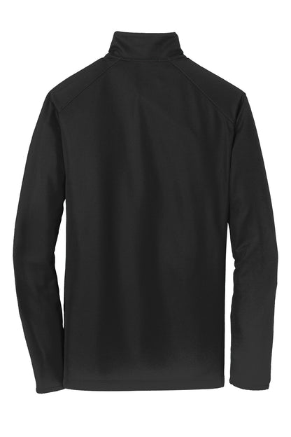 Rear View of Black Port Authority Pinpoint Mesh 1/2-Zip. K806 plain