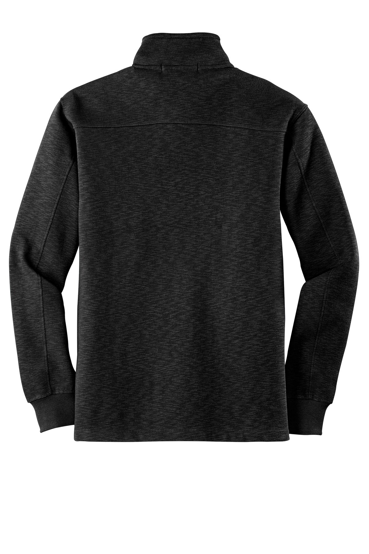 Rear View of Black Port Authority Slub Fleece 1/4-Zip Pullover. F295 plain