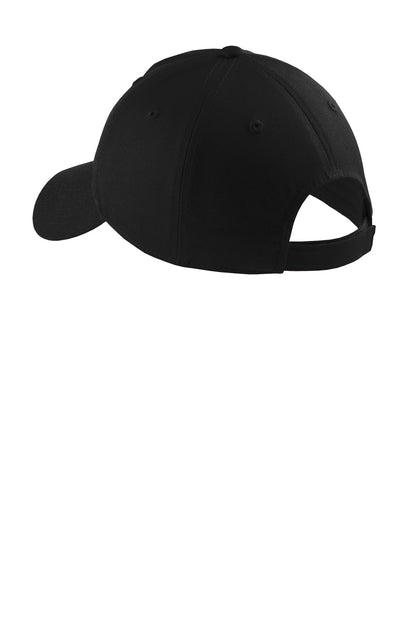 Rear View of Black Port Authority Soft Brushed Canvas Cap. CP96 plain