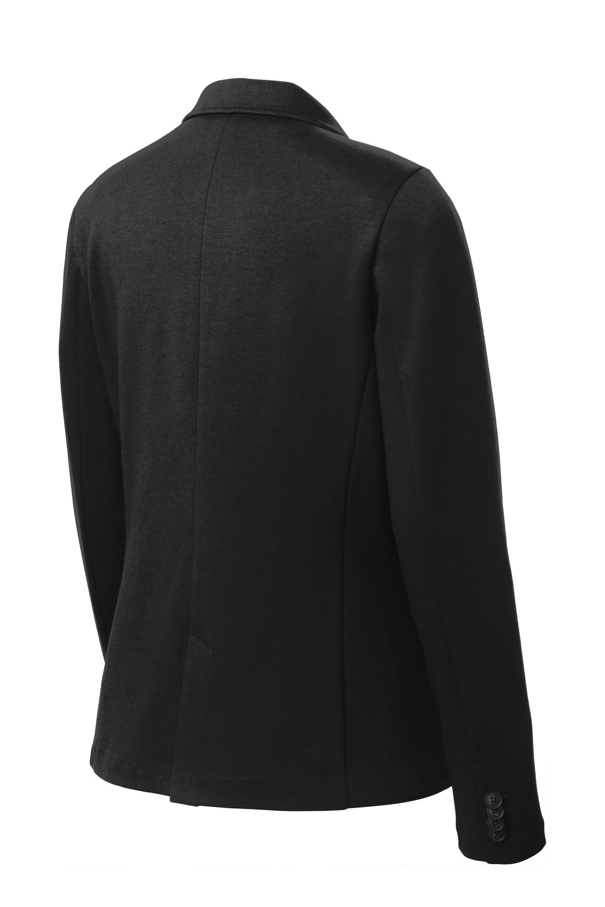 Rear View of Black Port Authority Women's Knit Blazer. LM2000 plain