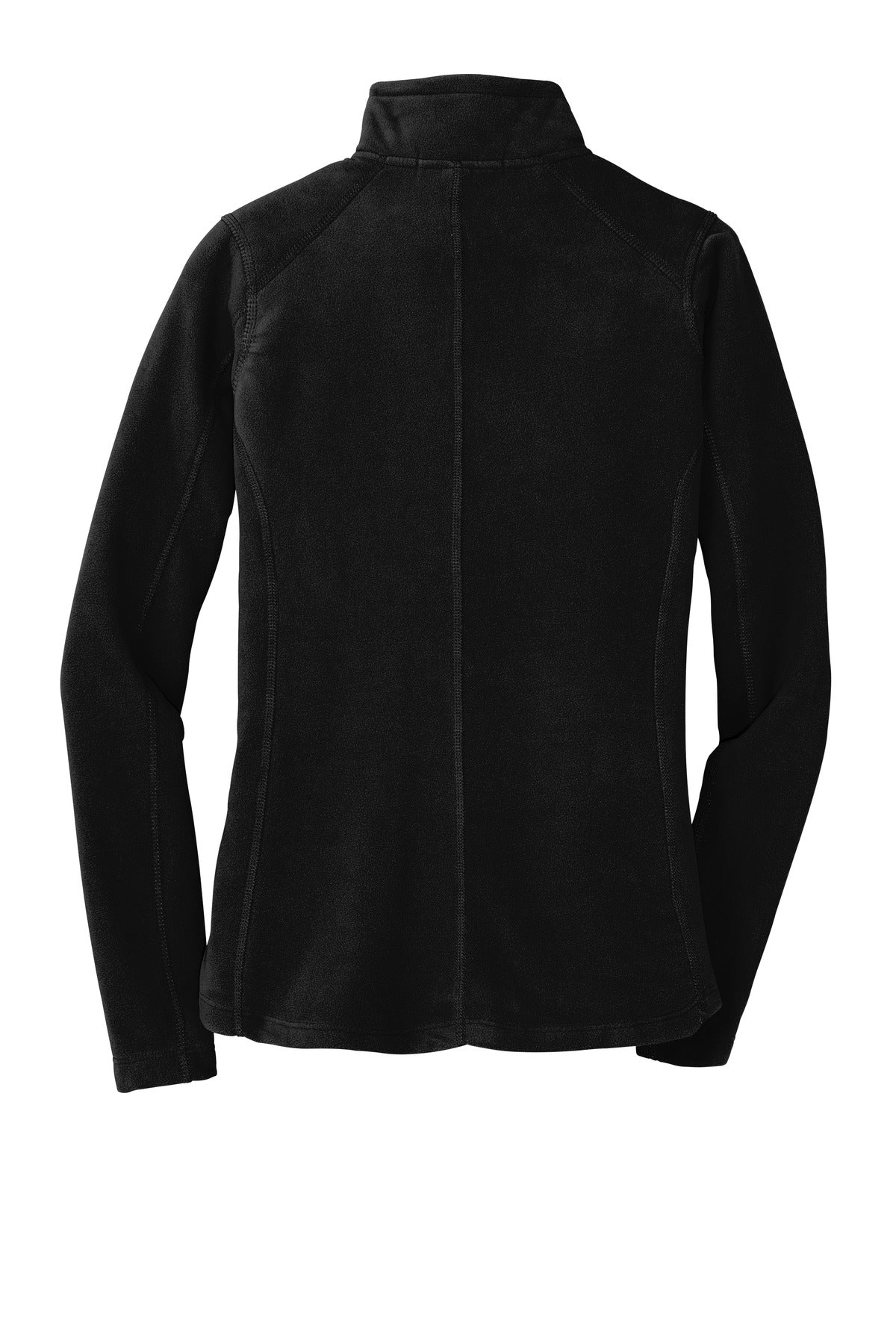 Rear View of Black Port Authority Women's Microfleece Jacket. L223 plain