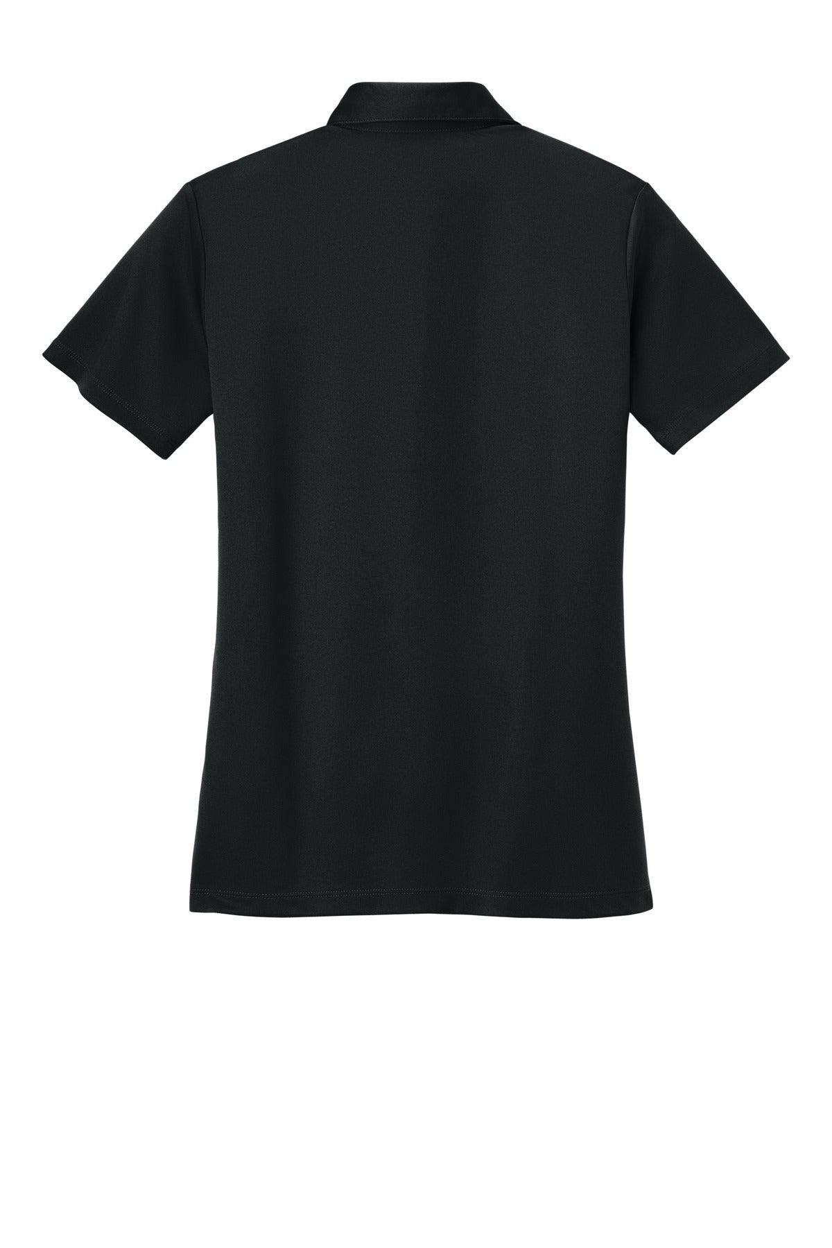 Rear View of Black Port Authority Women's Silk Touch Performance Polo. L540 plain