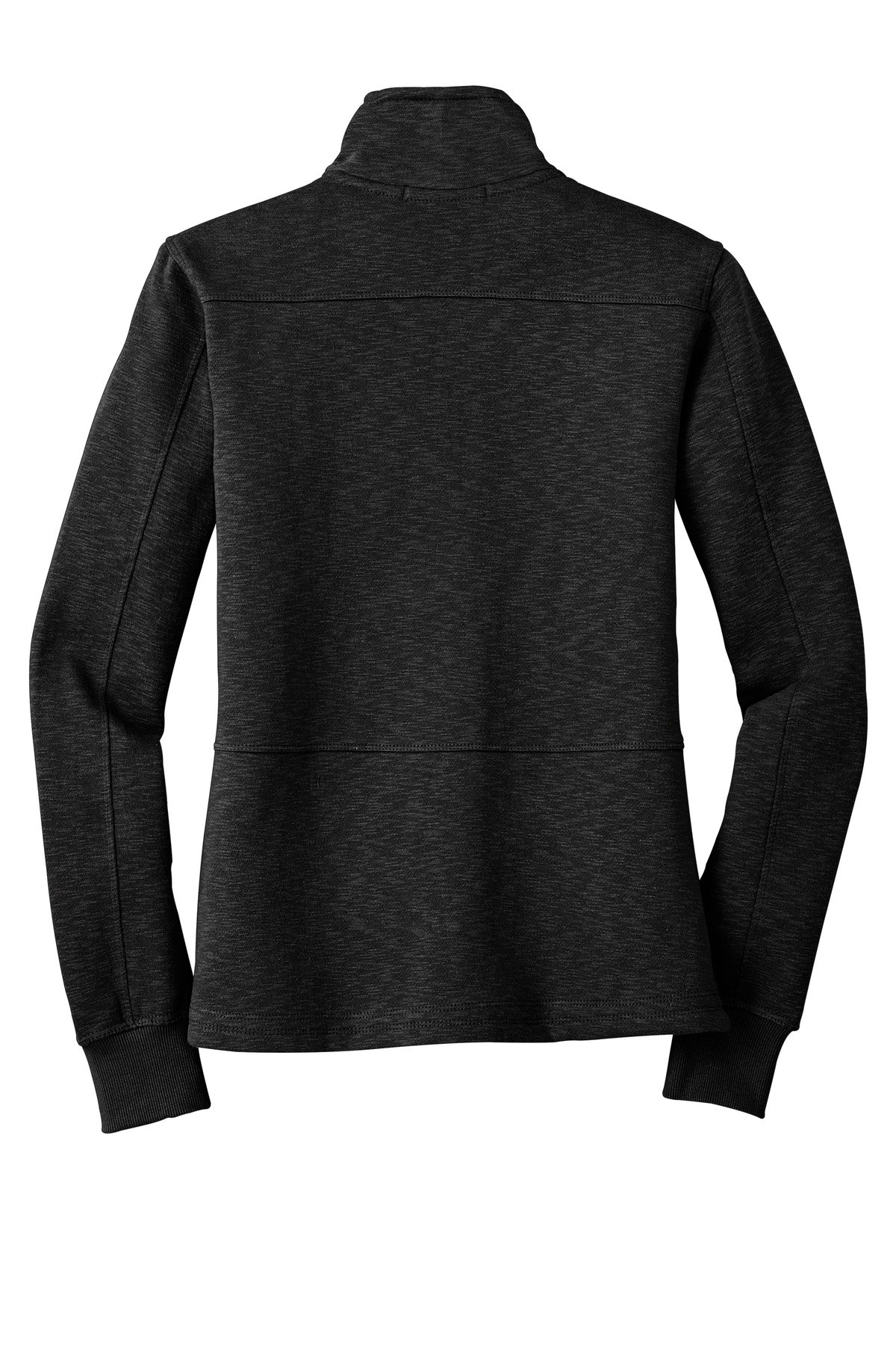Rear View of Black Port Authority Women's Slub Fleece Full-Zip Jacket. L293 plain