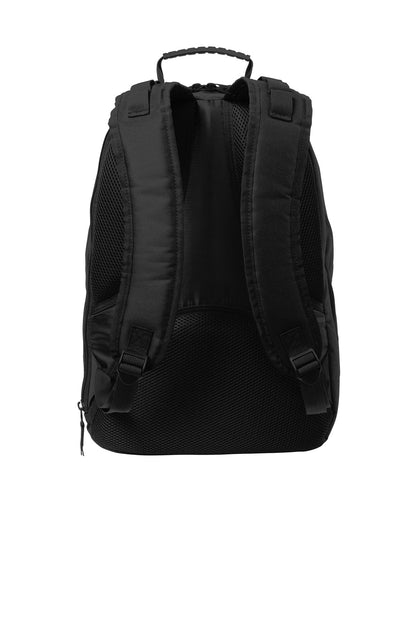 Rear View of Black Port Authority Xcape Computer Backpack. BG100 plain