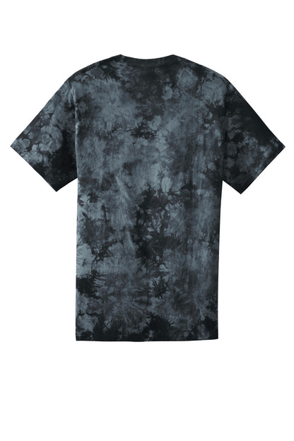 Rear View of Black Port & Co Crystal Tie-Dye Tee PC145 plain