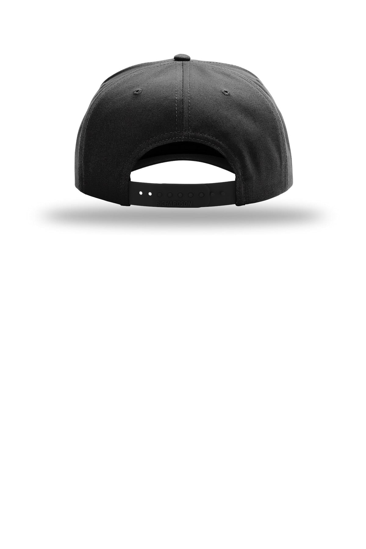 Rear View of Black Richardson Full Fabric 5-Panel Champ 323FPC plain
