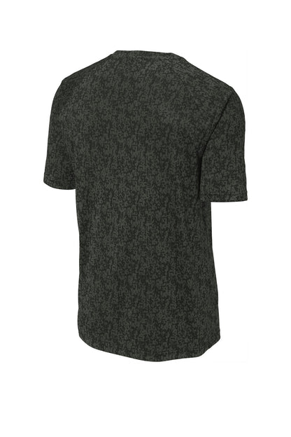 Rear View of Black Sport-Tek Digi Camo Tee. ST460 plain