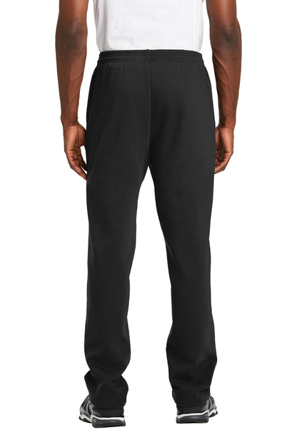 Rear View of Black Sport-Tek Open Bottom Sweatpant. ST257 plain