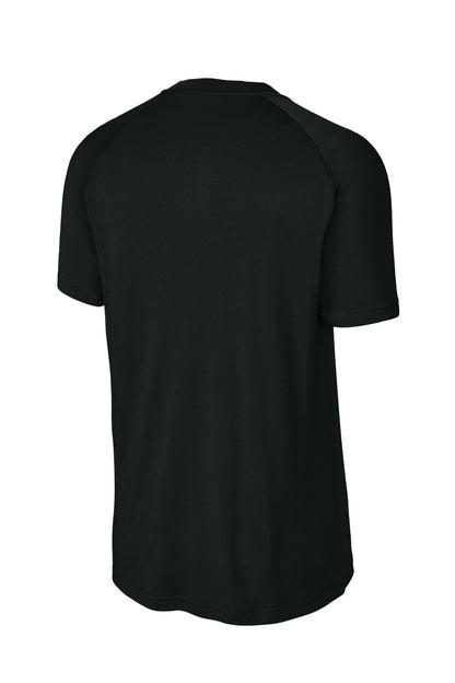 Rear View of Black Sport-Tek PosiCharge Competitor 2-Button Henley ST359 plain