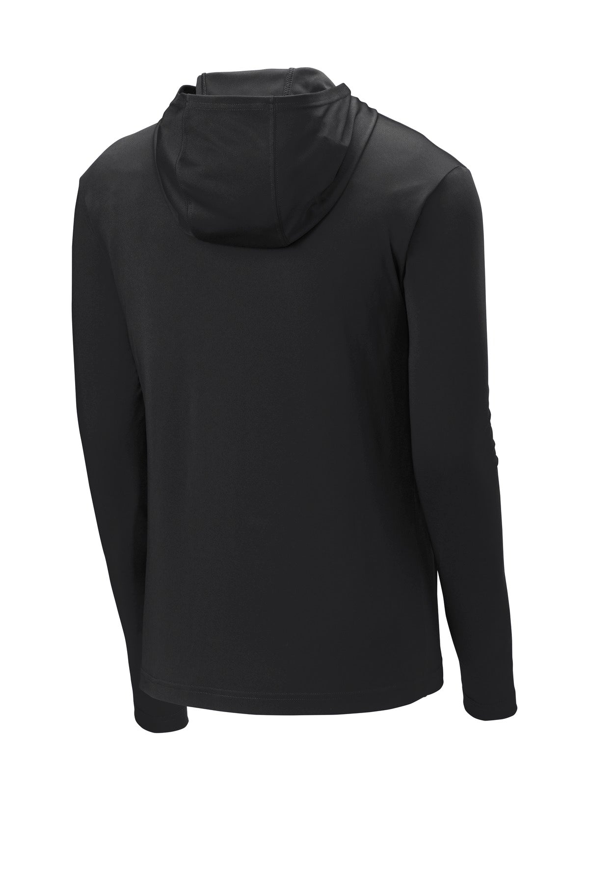 Rear View of Black Sport-Tek PosiCharge Competitor Hooded Pullover. ST358 plain