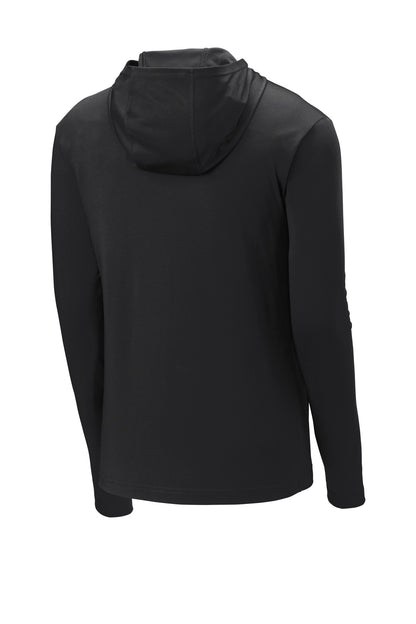 Rear View of Black Sport-Tek PosiCharge Competitor Hooded Pullover. ST358 plain