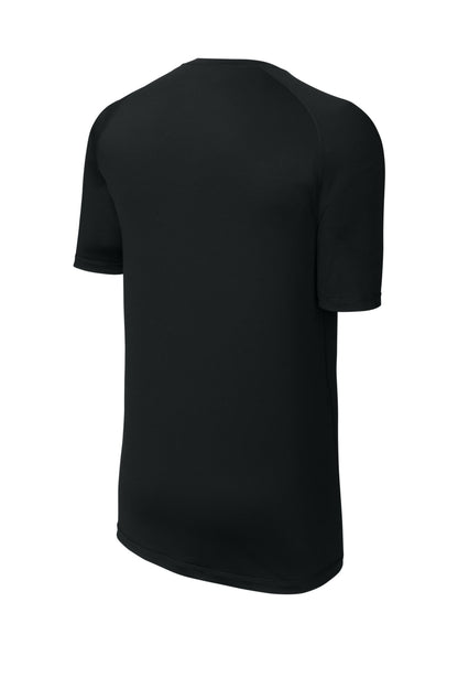 Rear View of Black Sport-Tek PosiCharge Compression 1/2-Sleeve Tee ST120 plain