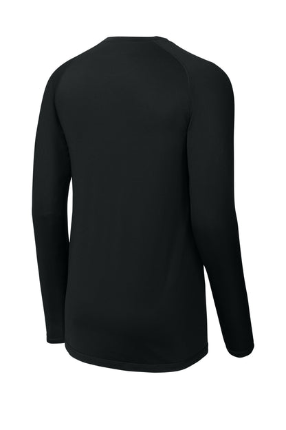 Rear View of Black Sport-Tek PosiCharge Compression Long Sleeve Tee ST120LS plain