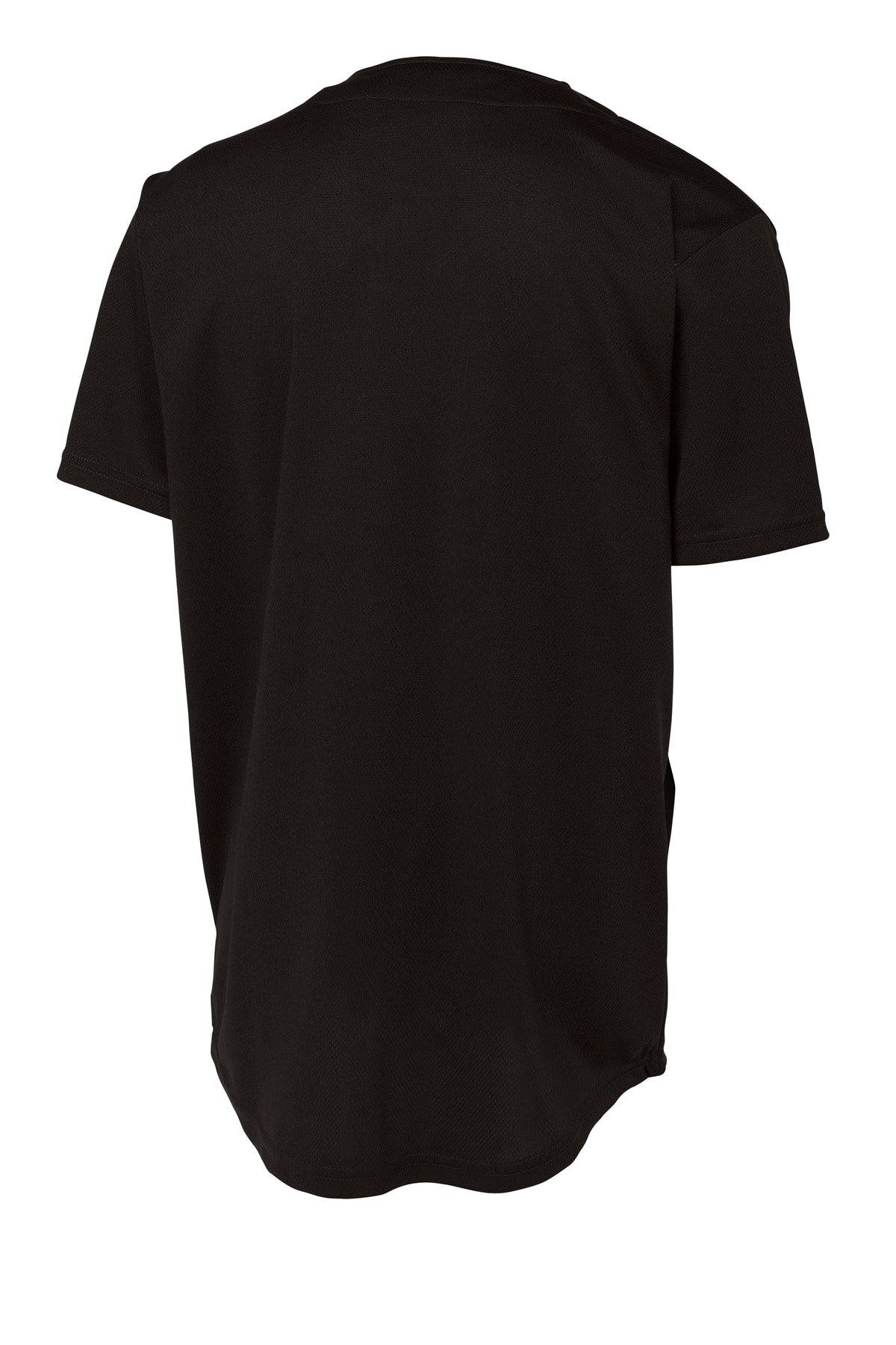 Rear View of Black Sport-Tek PosiCharge Tough Mesh Full-Button Jersey. ST220 plain