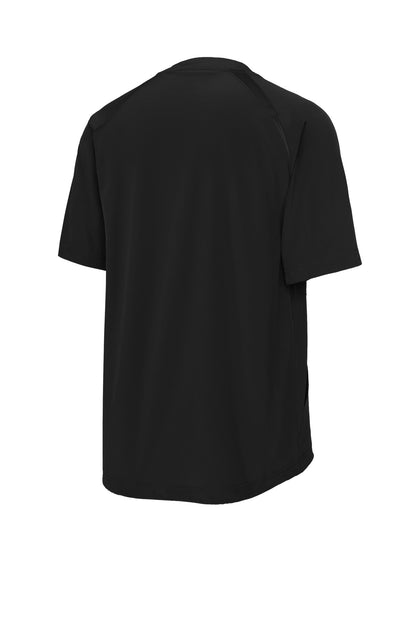 Rear View of Black Sport-Tek Repeat 1/2-Zip Short Sleeve Jacket JST489 plain