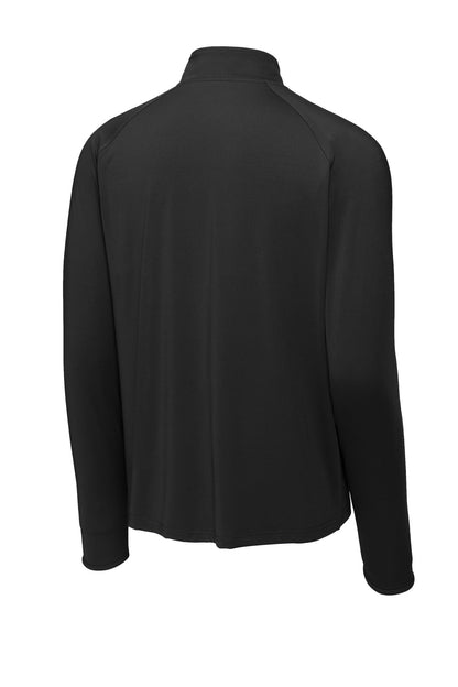 Rear View of Black Sport-Tek Sport-Wick Stretch 1/4-Zip Pullover. ST850 plain