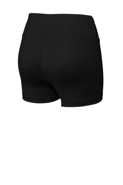 Rear View of Black Sport-Tek Women's Interval 3" Short LST475 plain