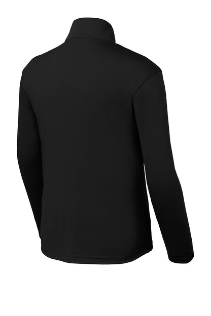 Rear View of Black Sport-Tek Youth PosiCharge Competitor 1/4-Zip Pullover. YST357 plain
