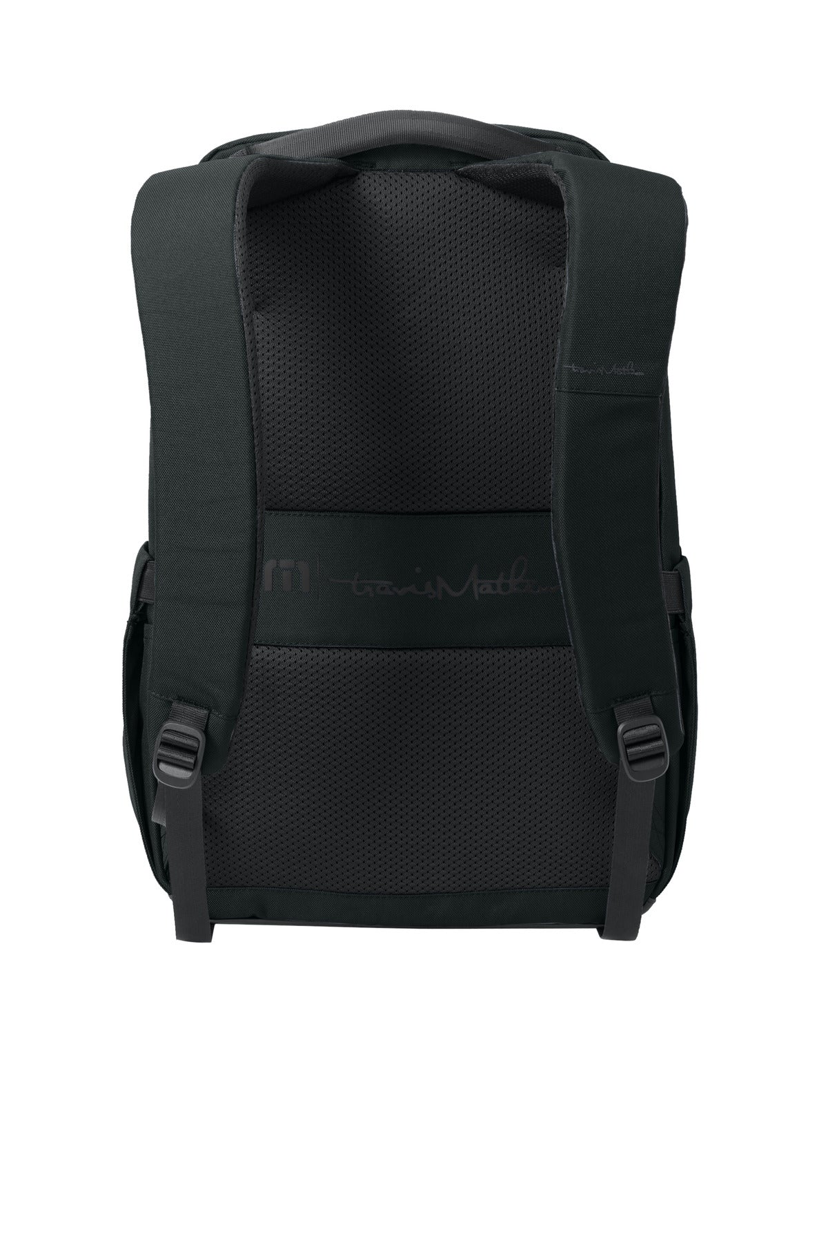 Rear View of Black TravisMathew Approach Backpack TMB100 plain