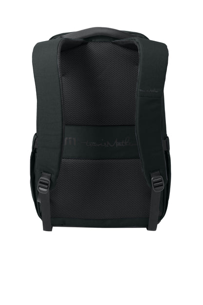 Rear View of Black TravisMathew Approach Backpack TMB100 plain