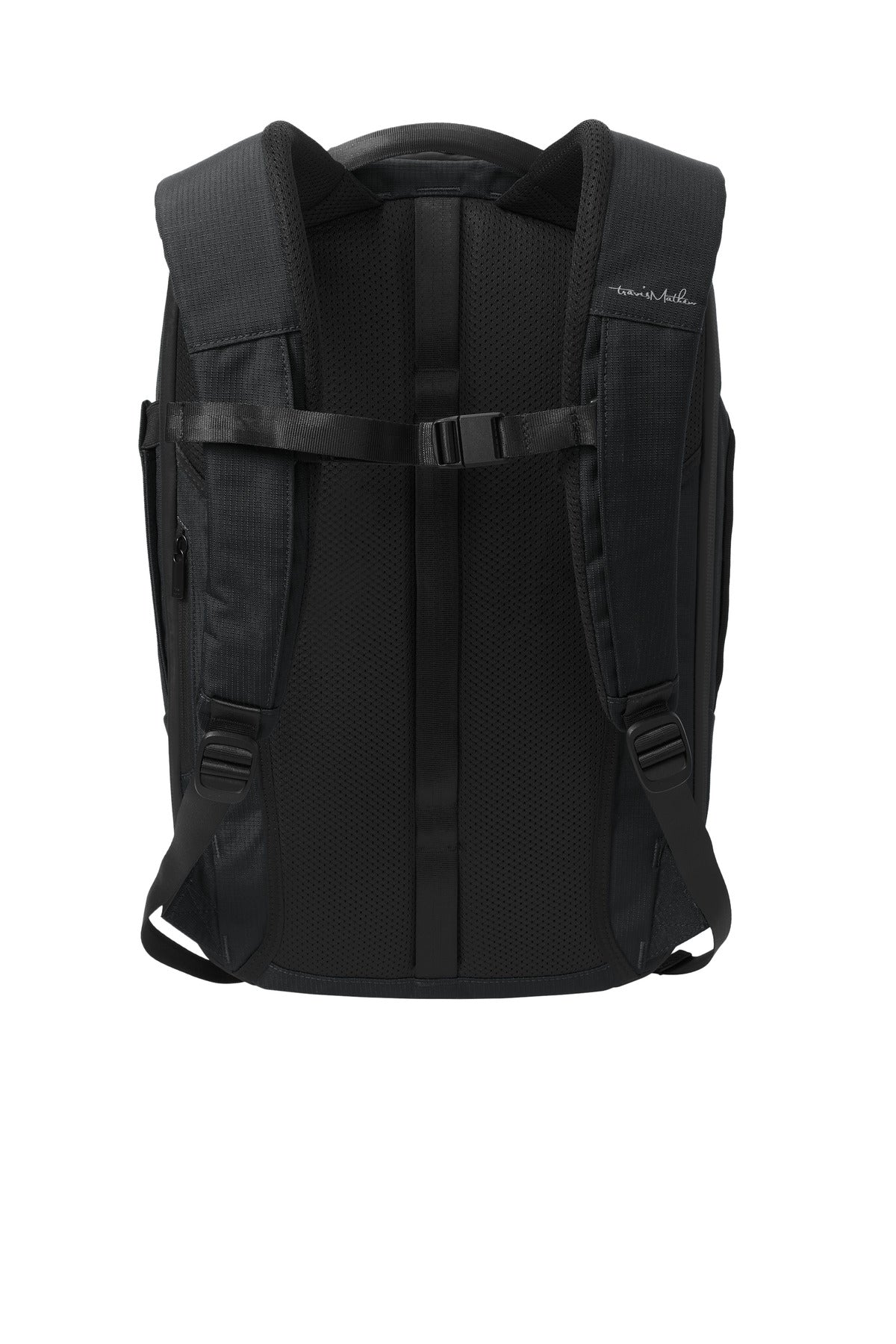 Rear View of Black TravisMathew Lateral Backpack TMB107 plain