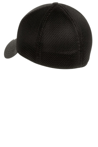 Rear View of Black/Black New Era - Stretch Mesh Cap. NE1020 plain