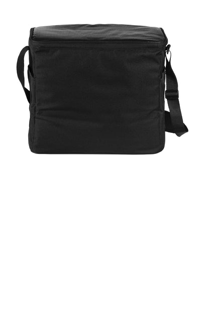 Rear View of Black/Black Port Authority 24-Can Cube Cooler. BG514 plain