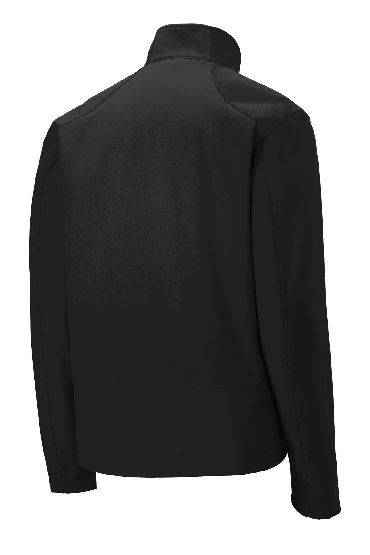 Rear View of Black/Black Port Authority Back-Block Soft Shell Jacket. J336 plain