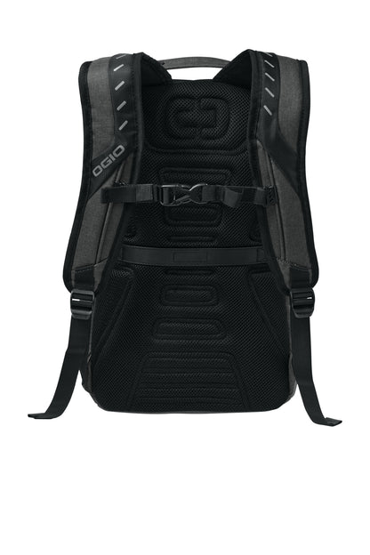 Rear View of Black/Hth Grey OGIO Hatch Pack. 91001